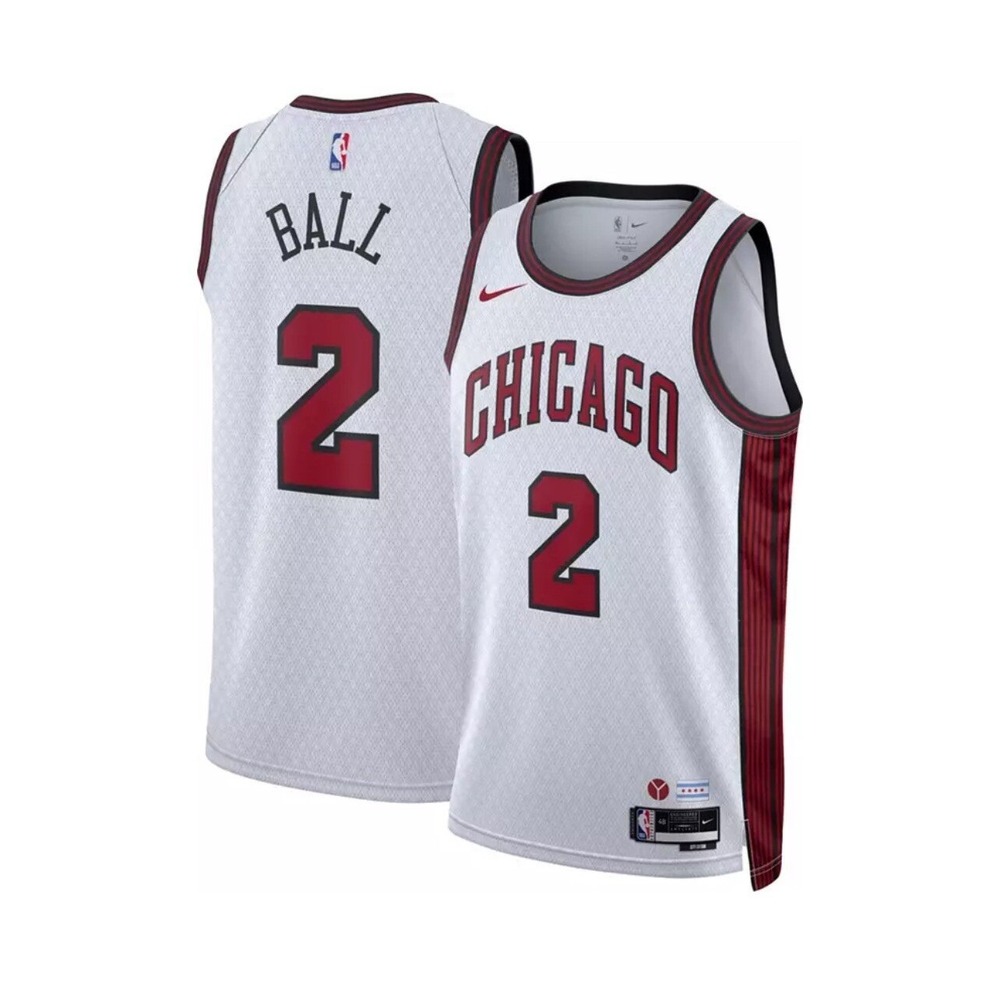 NWT Nike Men's 2022-23 City Edition Chicago Bulls Lonzo Ball #2 White Jersey XL‎